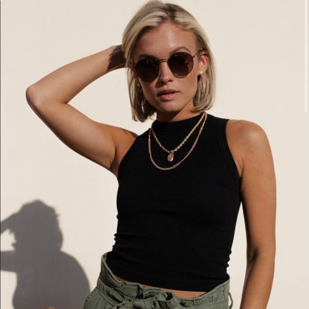 Black Mollie Ribbed Tank from Böhme in size “one size fits all”